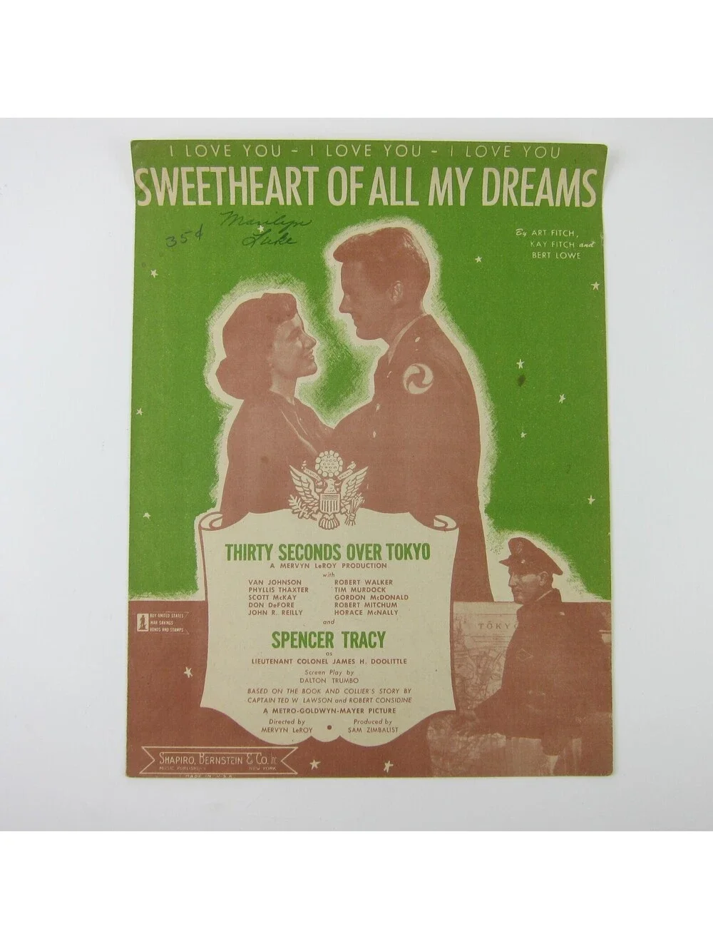 Sheet Music Sweetheart Of All My Dreams Spencer Tracy Thirty Seconds Over Tokyo